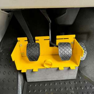 Milenco BC Brake & Clutch Pedal Lock fitted to a VW T6 campervan, providing high-security protection – Enhance Your Caravan Comfort with Milenco Brake Clutch Pedal Lock For VW T6