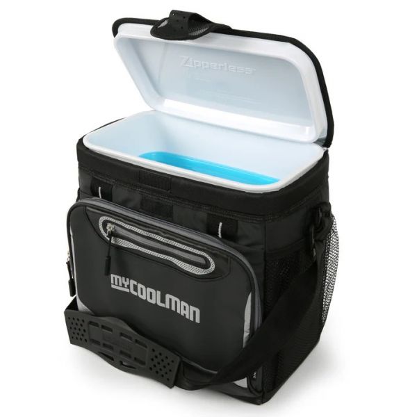 myCOOLMAN 16-Can Zipperless Cooler – 10 L Soft Cooler with Flip-Open Lid – Shoulder Strap