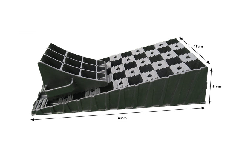 Milenco MGI Wedge Levels with Chock – Pair of Wheel Levelling Ramps with Matching Chocks
