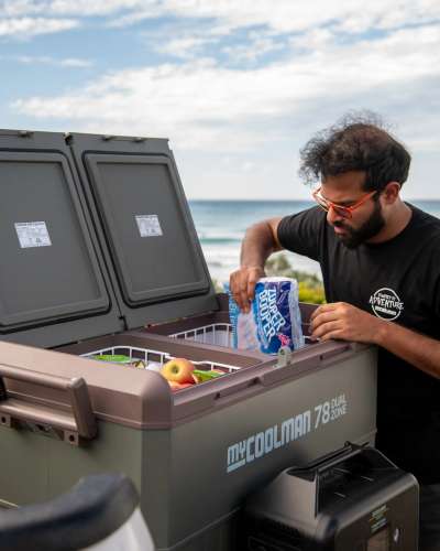 myCOOLMAN 78L Icebox – Large Heavy-Duty Hard Cooler with Drain Plug, Tie-Down Points & Bottle Opener