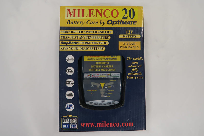 Milenco OptiMate 20 – 12V Smart Battery Charger, Maintainer & Power Supply