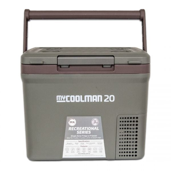 myCOOLMAN 20L Portable Fridge/Freezer – Single Zone – 12/24V DC + 240V AC – Compact & Lightweight