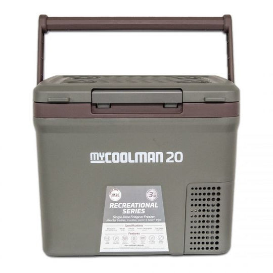 myCOOLMAN 20L Portable Fridge/Freezer – Single Zone – 12/24V DC + 240V AC – Compact & Lightweight