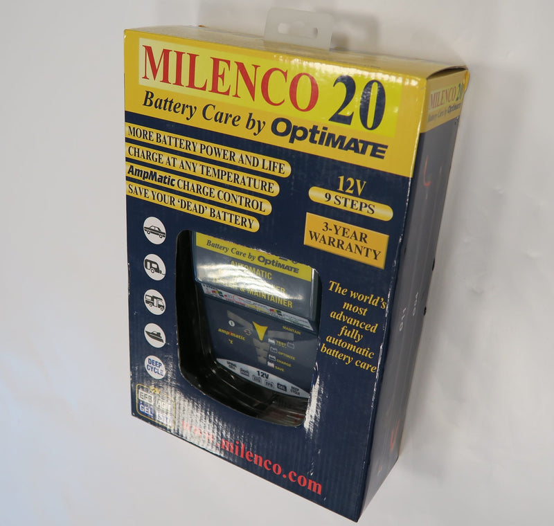 Milenco OptiMate 20 – 12V Smart Battery Charger, Maintainer & Power Supply