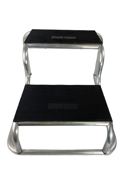 Milenco Aluminium Double Step with Rubber Tread – Non-Slip Caravan & Motorhome Step (360×210mm Tread)