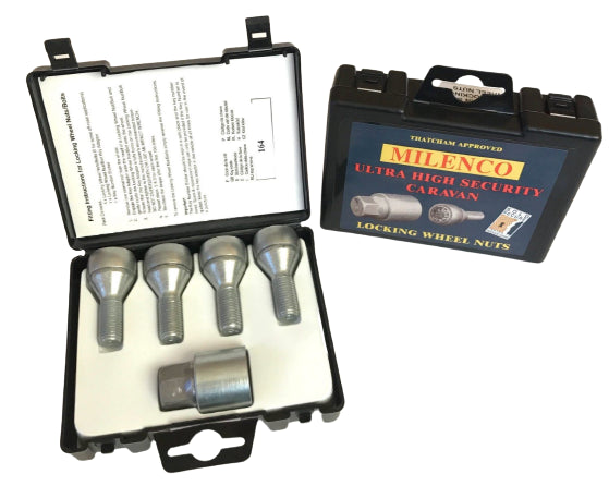 Milenco Bailey Locking Wheel Bolts – Caravan Set of 4 (Fits Bailey 2007-On) | Thatcham & Sold Secure Approved