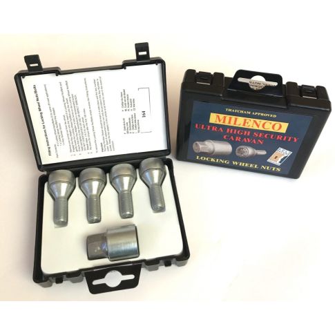 Milenco Locking Wheel Bolts – Caravan Set of 4 | High-Security, Thatcham & Sold Secure Approved (1 Key) – 0208