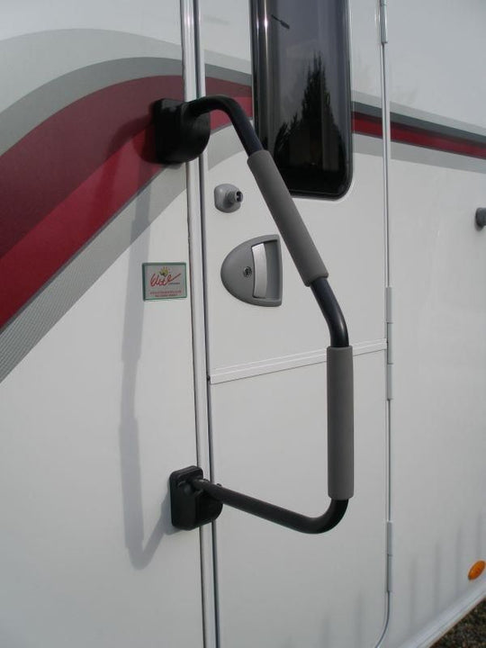 Milenco Safety Hand Rail XL – Black Non-Locking Grab Handle for Caravans & Motorhomes (Stainless Fittings, Easy Fit) - Milenco caravan and motorhome accessories created to improve comfort, protection and everyday touring convenience - My Milenco