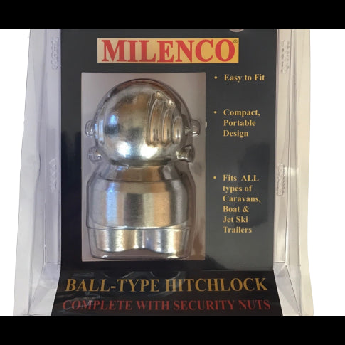 Milenco Ball-Type Hitch Lock with Security Nuts – Fits 50mm & 2" Non-Stabilised Hitches (Pressed or Cast) – 2 Keys (2431)