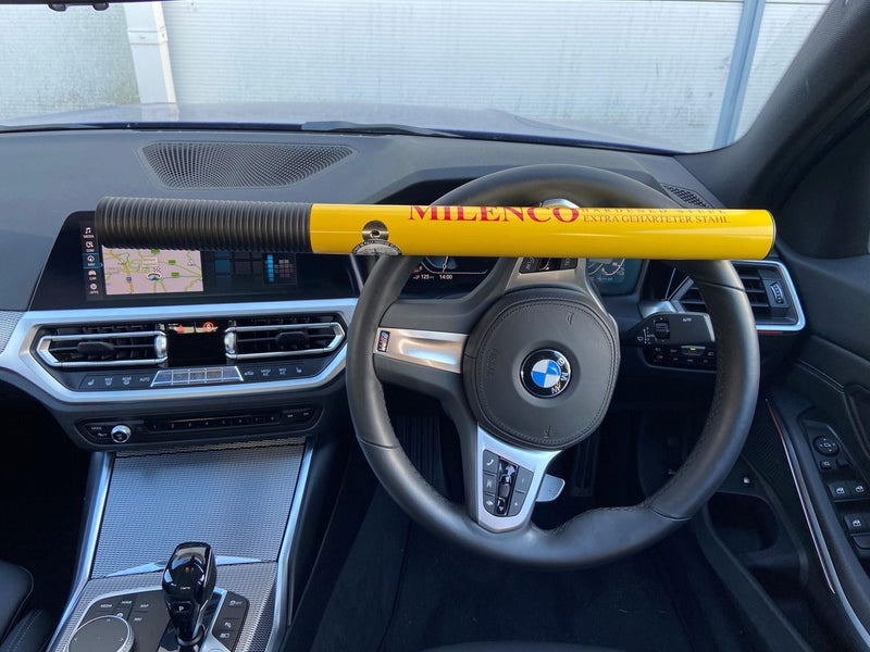 Milenco High-Security Steering Wheel Lock+ Yellow - Ultimate Vehicle Security and Theft Deterrent