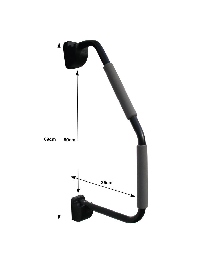 Milenco Safety Hand Rail XL – Black Non-Locking Grab Handle for Caravans & Motorhomes (Stainless Fittings, Easy Fit)