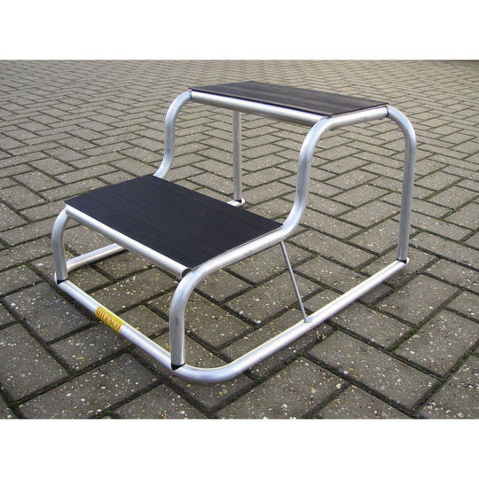 Milenco Aluminium Double Step with Rubber Tread – Non-Slip Caravan & Motorhome Step (360×210mm Tread) - Milenco caravan and motorhome accessories created to improve comfort, protection and everyday touring convenience - My Milenco