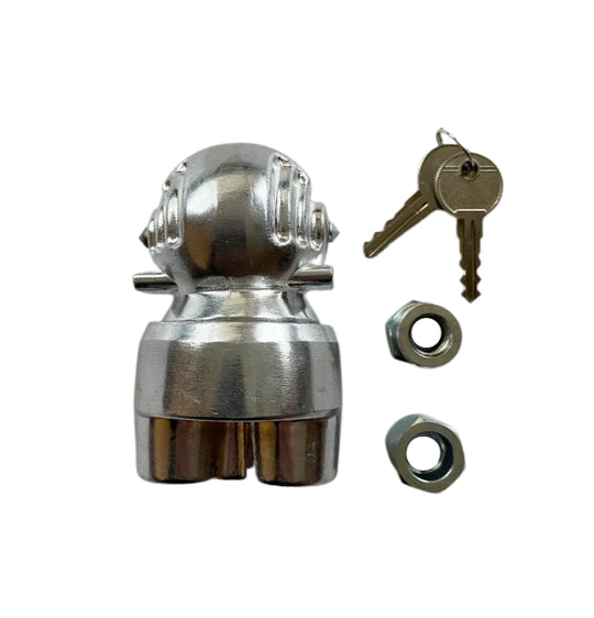 Milenco Ball-Type Hitch Lock with Security Nuts – Fits 50mm & 2" Non-Stabilised Hitches (Pressed or Cast) – 2 Keys (2431) - Milenco security products offering high-level protection for caravans and motorhomes, including wheel locks, hitchlocks and door locks - My Milenco