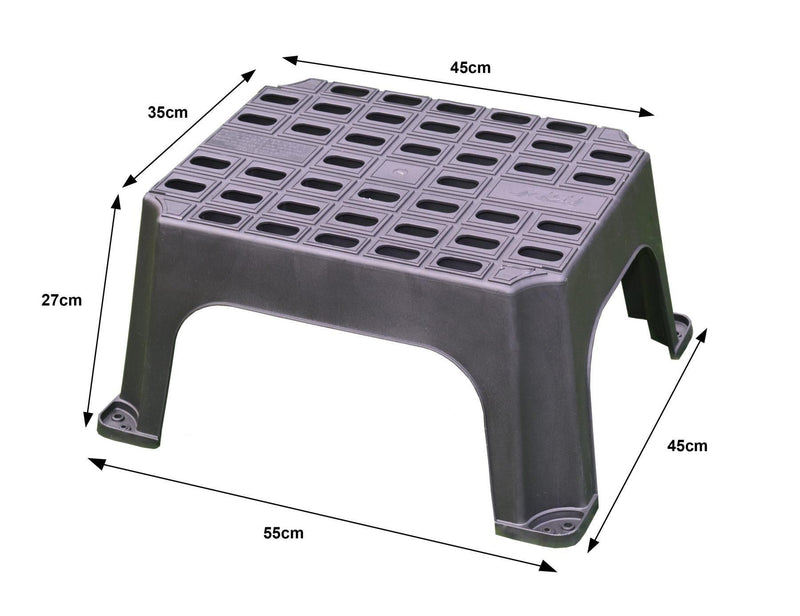 Milenco MGI Giant Single Plastic Step – Extra-Safe Non-Slip Caravan & Motorhome Step (200kg, Recycled, Made in UK)