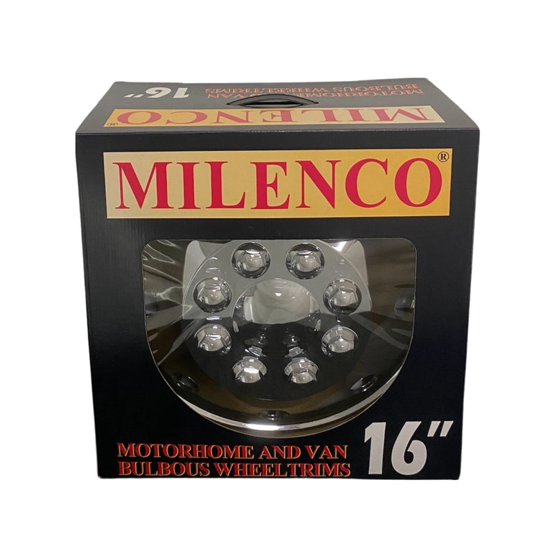 Milenco Bulbous Chrome Wheel Trims – 16" – Motorhome Steel Wheels – Set of 4