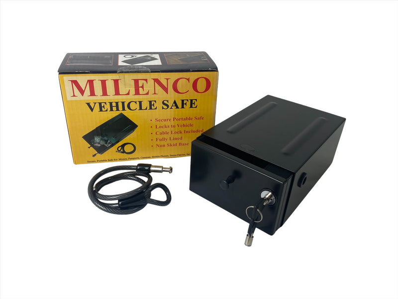 Milenco Vehicle Safe with Cable – Portable Car & Motorhome Security Box (10×15×22cm) – 2 Keys (1434)