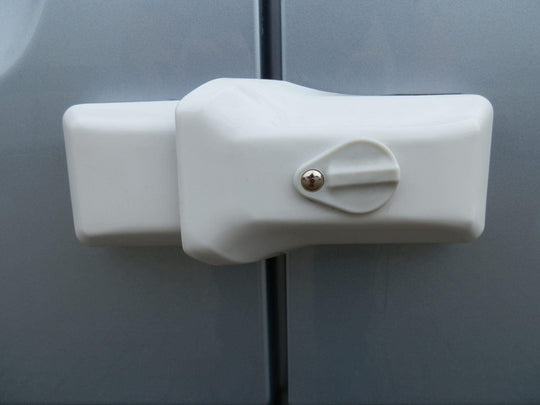 Milenco High-Security Van Door Lock – White Triple Pack (Sold Secure Gold Automotive, Hardened Steel, 3 Keys) - Milenco security products offering high-level protection for caravans and motorhomes, including wheel locks, hitchlocks and door locks - My Milenco